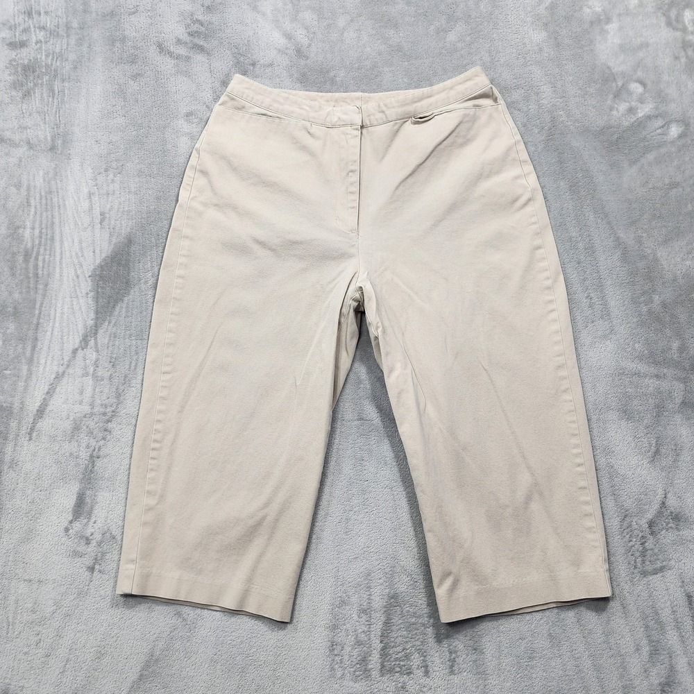 Vintage Charter Club Pants Womens 10 Beige Twill Stretch Capri Crop Preppy